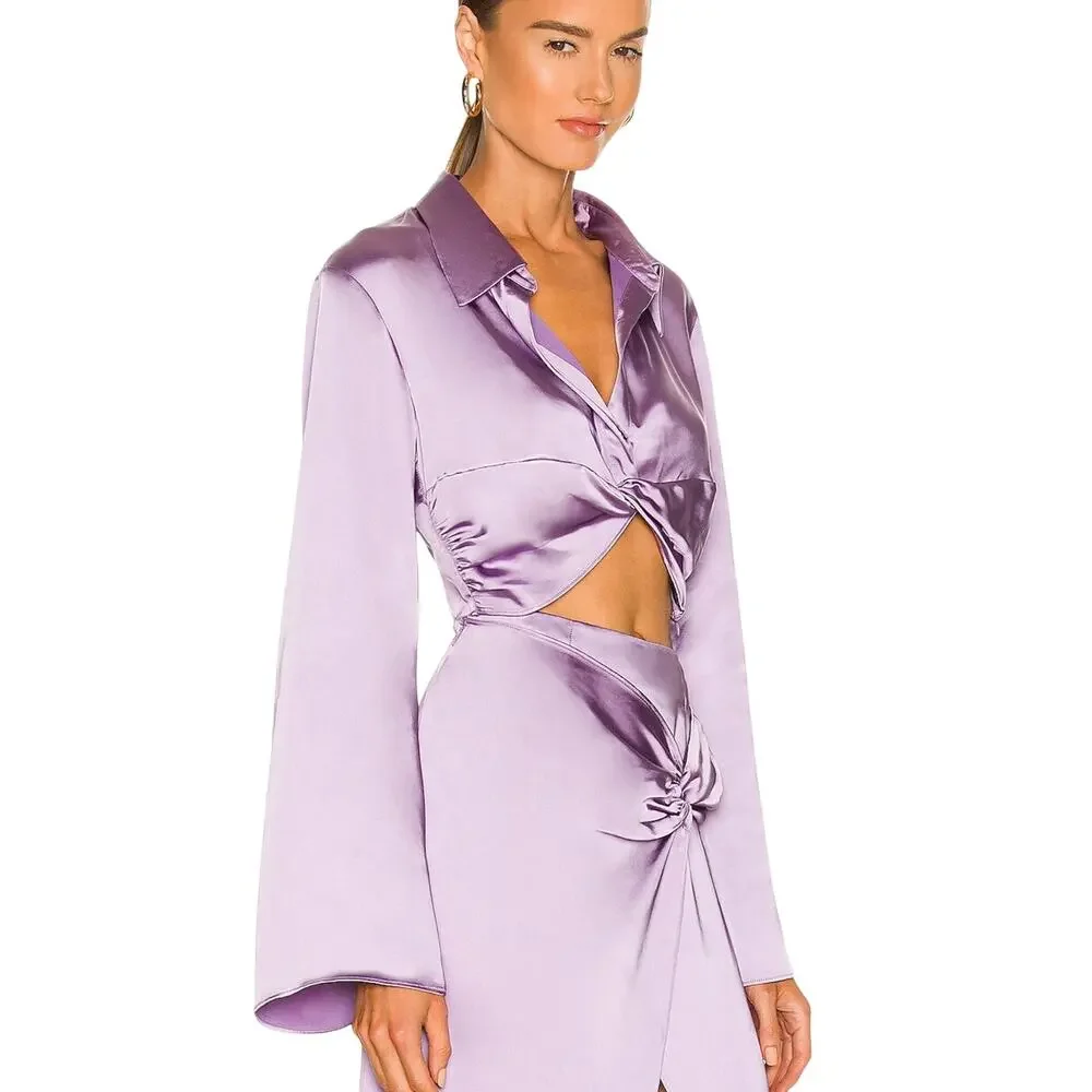L'academie Franca Top Purple Satin Blouse Size XL - Picture 4 of 9